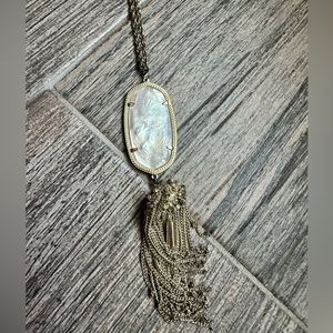 Kendra Scott Rayne Gold Long Pendant Necklace in Ivory Mother of pearl